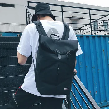 

LJL-Fashion Canvas Roll Shoulder Bag Color College Student Bag Large Capacity Travel Sports Backpack