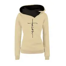 Женский пуловер с капюшоном и длинным рукавом с буквенным принтом с карманами