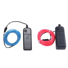 2 шт неоновый светящийся электролюминесцентный провод(El Wire) с контроллером аккумуляторной батареи(розовый/синий, 3 м