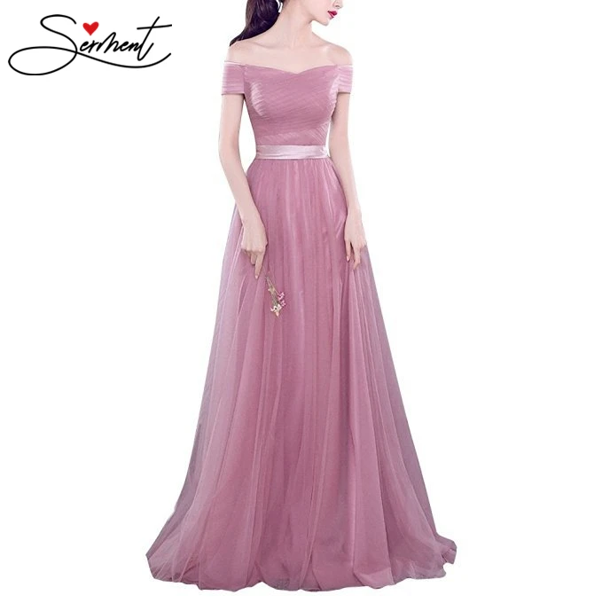 

SERMENT Free Shipping 2019 Spring New Ribbon Corset Long Wedding Evening Dress Strapless Wedding Party Bridesmaid Dress