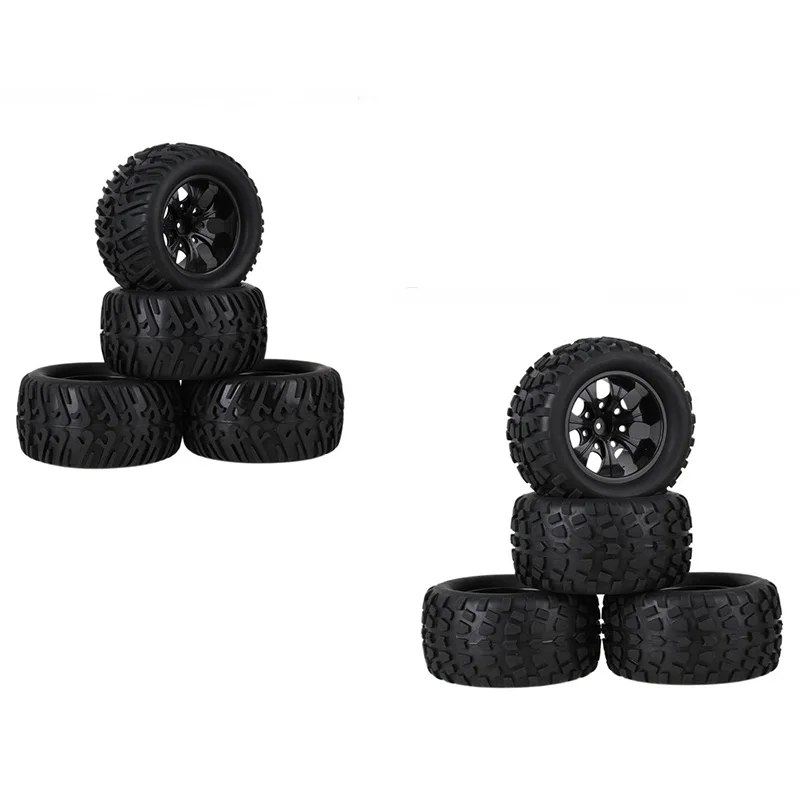 

4PCS Truck Wheel Tires D128mm Rubber Tire 128x65mm Wheels in 12mm Hex Adapter for 1/10 HSP 94111 94188 Off-Road RC Cars