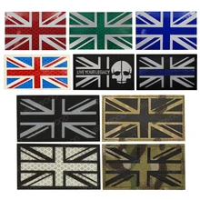 Remendo reflexivo da bandeira britânica da união jack ir inglaterra reino unido grã-bretanha reino unido bandeira militar applique emblema remendo