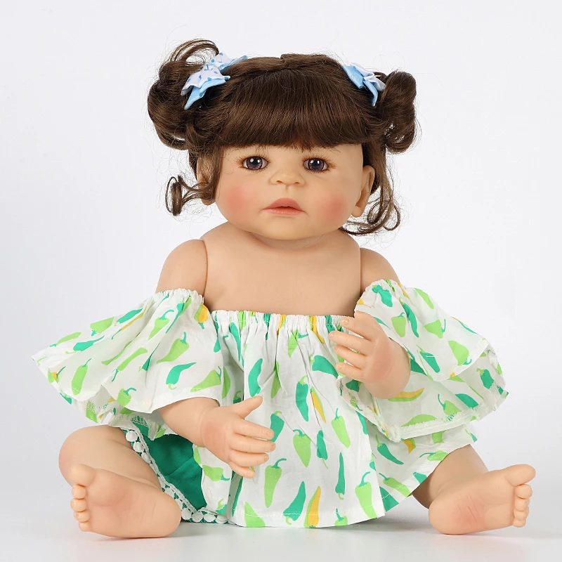 Bebe reborn 22'' Lovely Soft Silicone Reborn Baby Doll Girl Toys Baby Dolls Full Vinyl Fashion Dolls Bebe Reborn Girl Doll