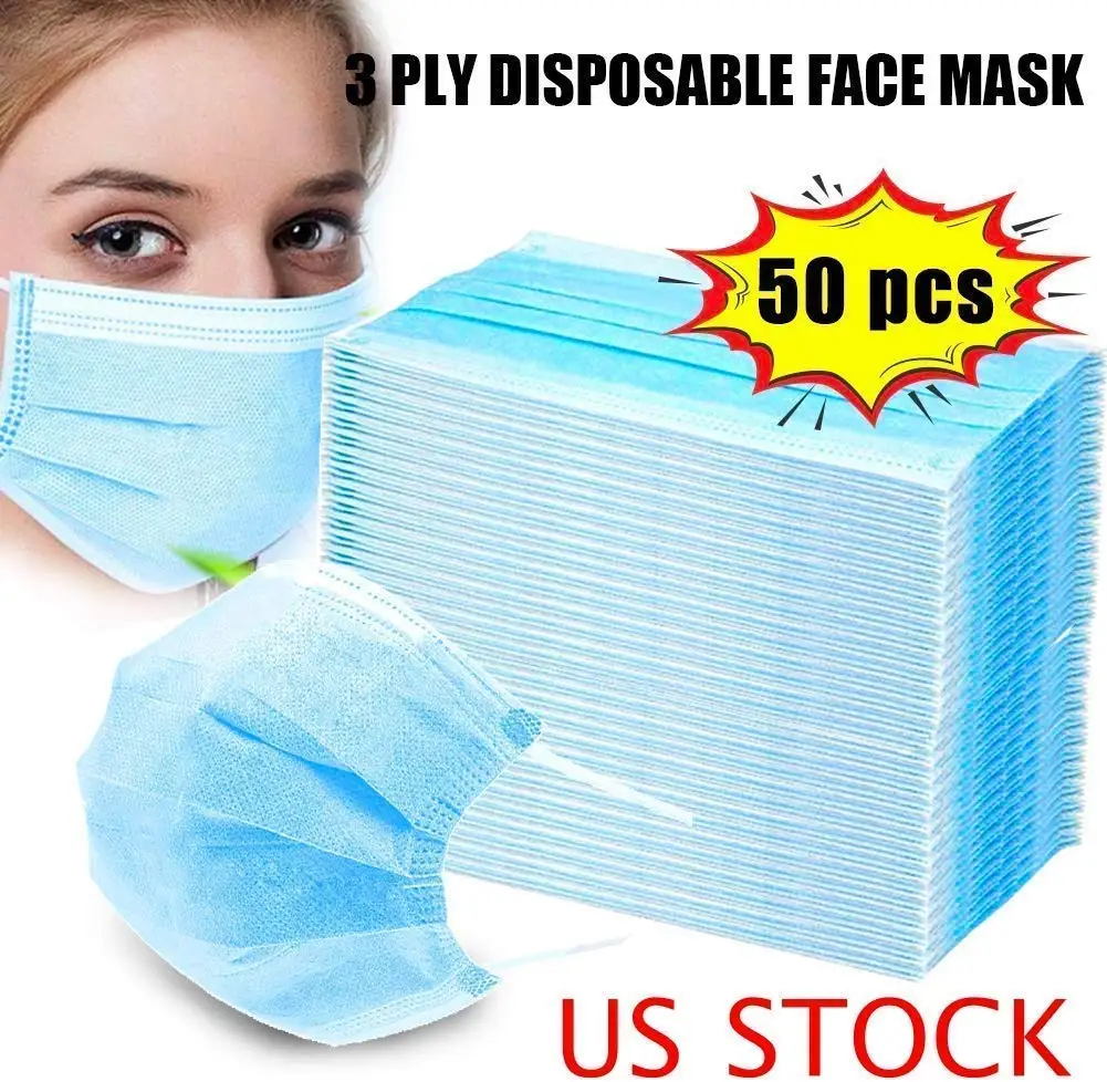 

50 PCS disposable protective masks three-layer protection civil masks CE