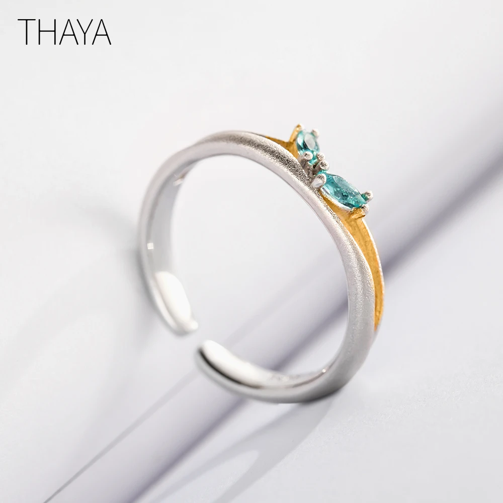 

Thaya Original Break through female Rings S925 Silver Simple Personality Adjustable Finger Zircon Ring Romantic for Women