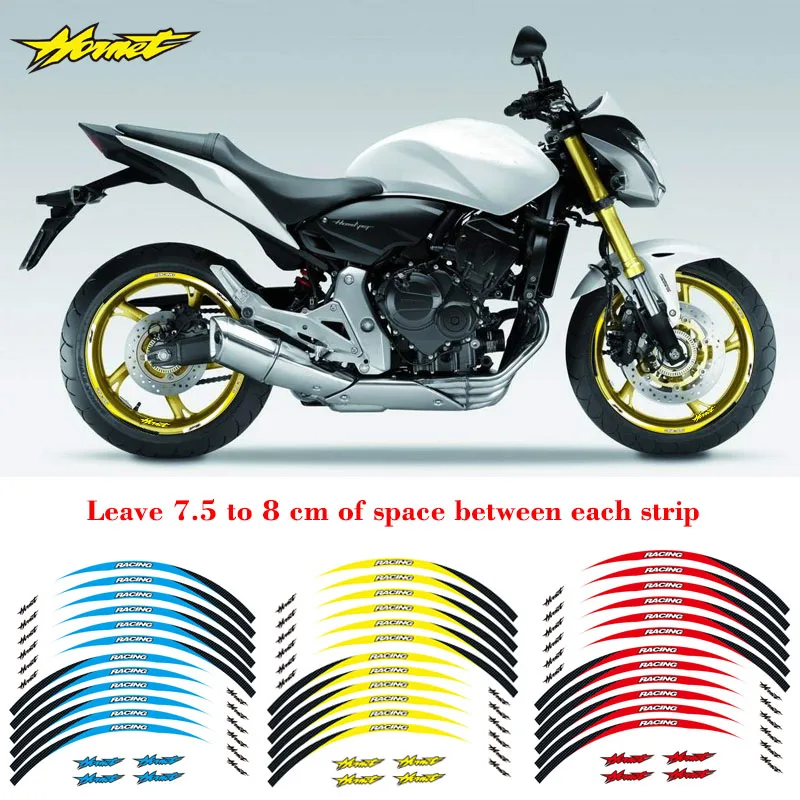 

12 шт., светоотражающие полосы для колес мотоцикла Honda Hornet 250 900 400