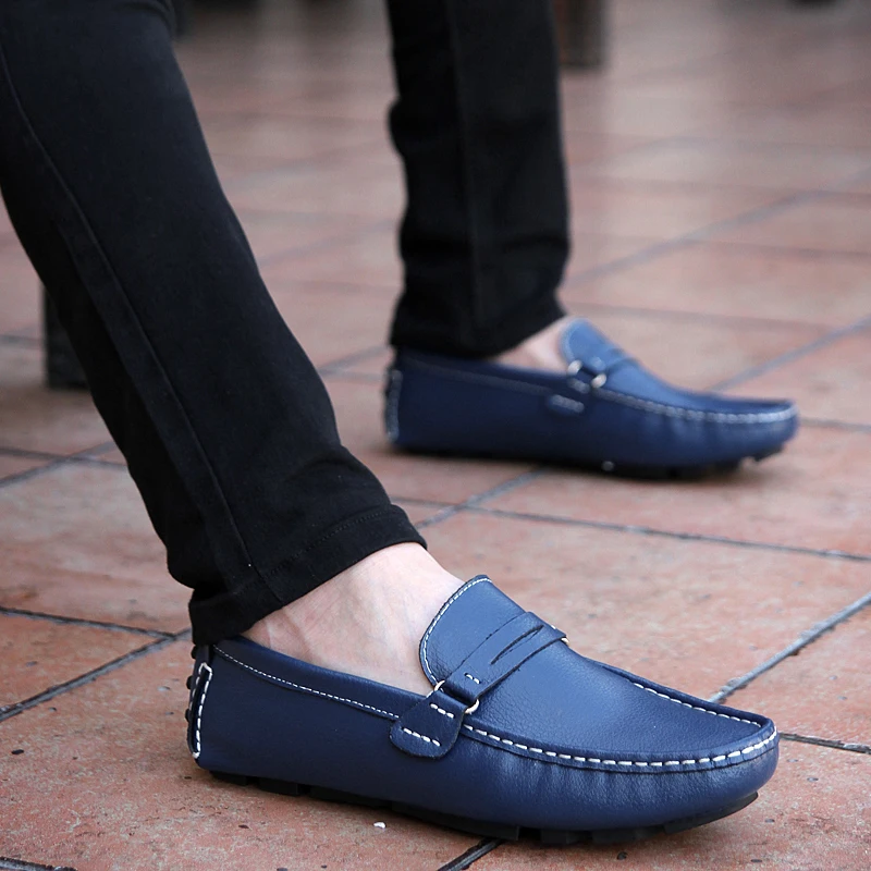 Big Size 38~47 Men Loafers Leather Driving Shoes Fashion Male Boat Shoes Brand Men Moccasins Casual Shoes Male Flat Shoes White - Image 4