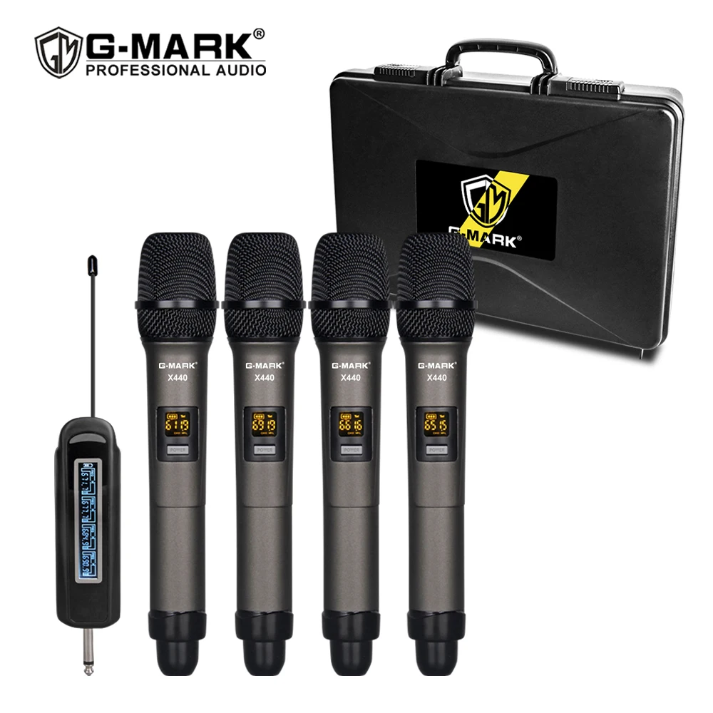 Professionelle Drahtlose Mikrofon G MARK X440 Karaoke Handheld 4 Kanäle Metall Körper Lithium Batterie Empfänger 50 M Für Kirche|Microphones| - AliExpress
