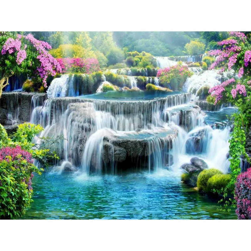 

Gatyztory Diy Painting By Numbers Landscape Waterfall Coloring By Numbers Handpainted Acrylic Canvas Paint Diy Arts