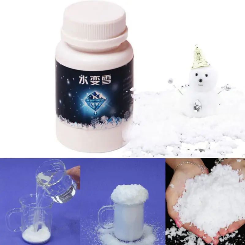 Детские забавные игрушки, искусственный Снежный магический реквизит, искусственный Снежный порошок, волшебные отеки в воде, снежный порошок, украшения для рождественской вечеринки