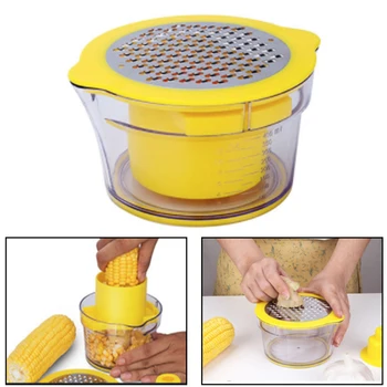 

Multifunction Cob Corn Stripper Kitchen Tools With Built-In Measuring Cup Grater Slicer Ginger Juice Peeler Ginger Sharpener