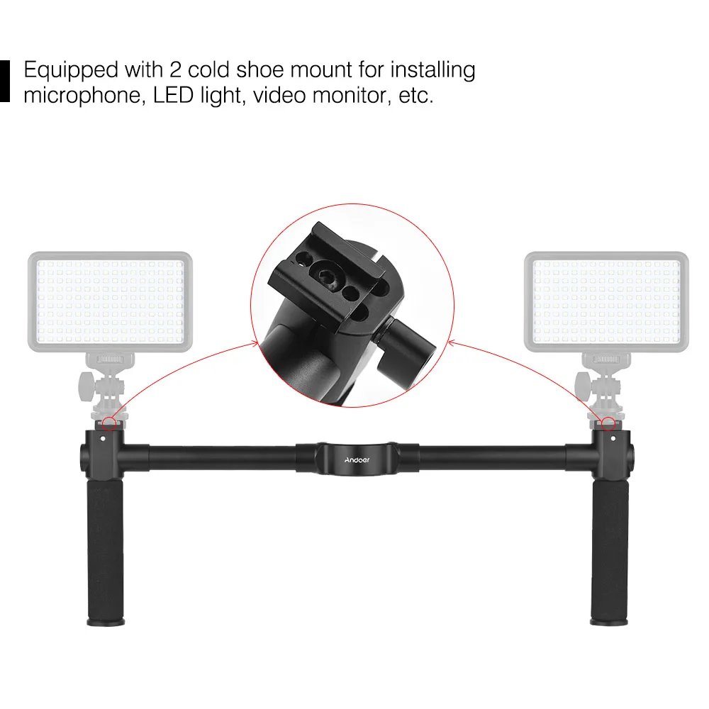 Andoer двойной рукоятки Кронштейн ручной руль алюминиевый сплав для Zhiyun Crane 2 Gimbal стабилизатор