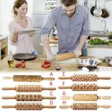 Рождество тиснение Скалка выпечки печенье лапша бисквит Фондант 35 см торт тесто гравированные ролик северный олень, новогодняя елка сердце любовь