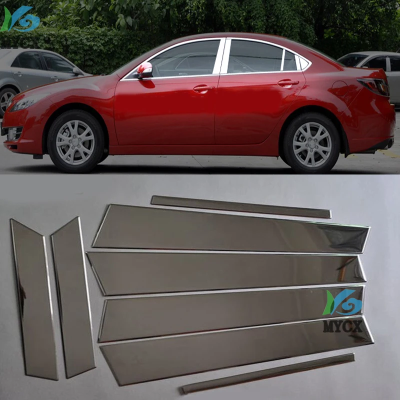 

Stainless Steel Window Trims Center Pillars B+C Pillar Covers 8pcs Trim For Mazda 6 M6 8pcs 2009 2010 2011 2012