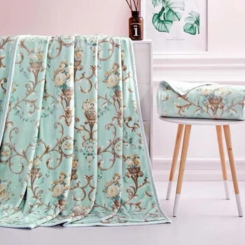 

2020 Simple Style Burrito Coverlet europe flowers design Duvet Rectangle Home Hotel Pita Manta Using Fluffy Plaid on the bed Wei
