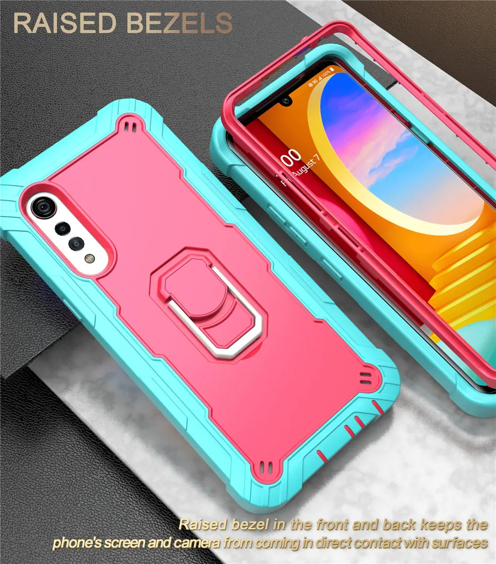 Armor Shockproof Case For LG Velvet 5G 360 Full Body Heavy Duty Protection Ring Holder Stand Case phone case phone protector cover