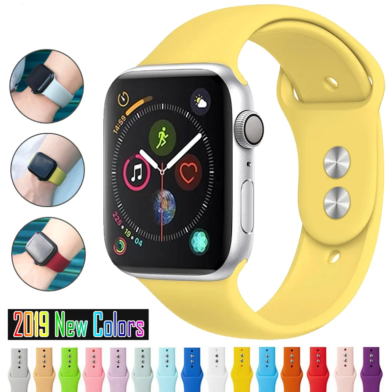 Спортивный ремешок Weiche Silikon für Apple Uhr 5 4 3 2 1 38 мм 42 мм ремешок Gummi нарукавная повязка für Iwatch серия 5 4 40 мм 44 мм