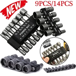 9/14 pcs/set 5mm 13mm Tournevis Hexagonale Douille Buses Tournevis Foret Adaptateur Douille tournevis Outils À Main 
