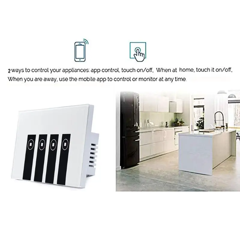 WiFi Light Switch Timing Voice Smart Phone APP Remote Control Touch Plate Switch M7DA