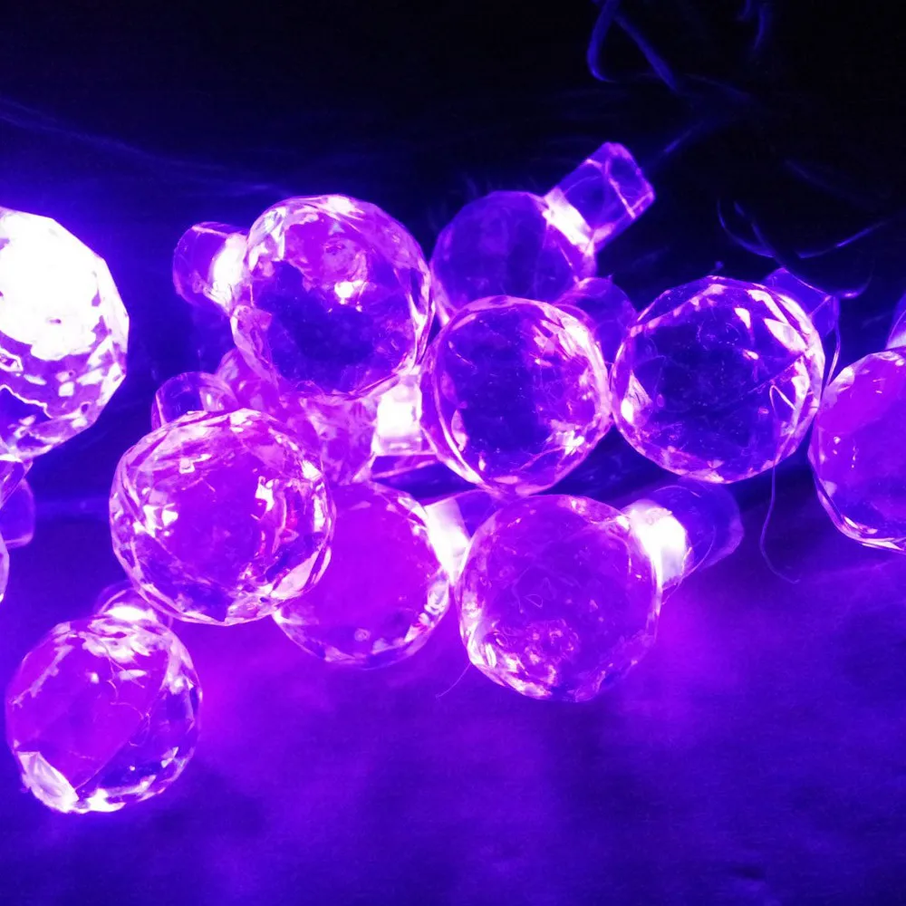 Горячая 6,5 м 30LED Солнечный светящийся хрустальный шар струна Рождественская Свадебная вечеринка подвесные гирлянды Рождественский орнамент струнная лампа - Цвет: Фиолетовый