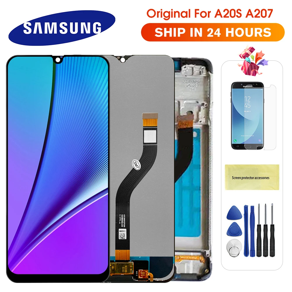 100% Оригинальный ЖК дисплей для SAMSUNG Galaxy A20s A207 A2070 с цифровым преобразователем в