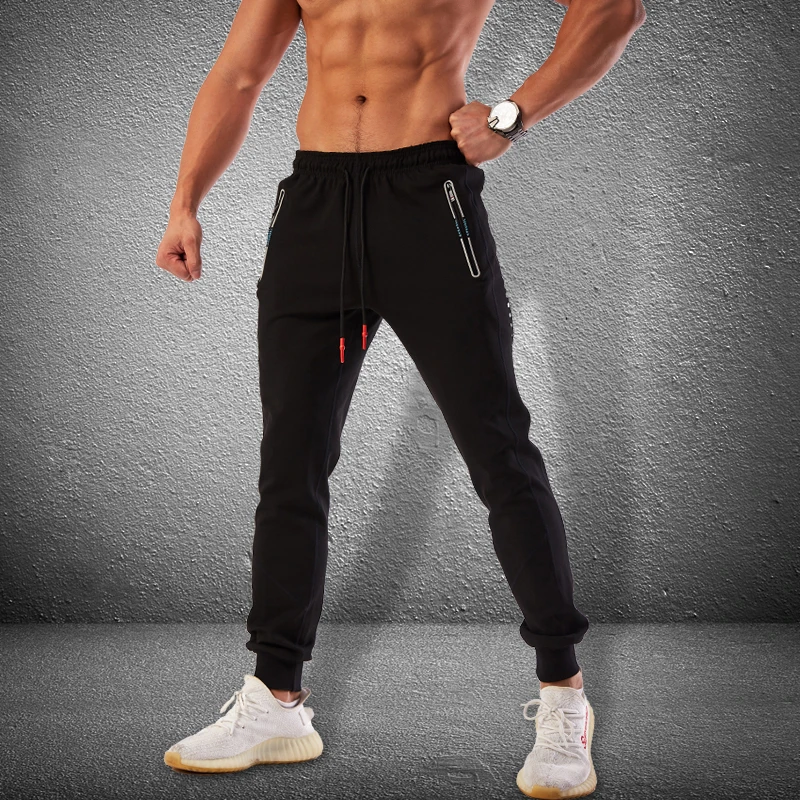 10818 black pants Осенне-зимние мужские брюки для бега, бегунов, тренировок, спортивной одежды, фитнеса, джеггинсы, брюки для упражнений, спортзала, эластичные брюки-карандаш - Цвет: 10818 black pants
