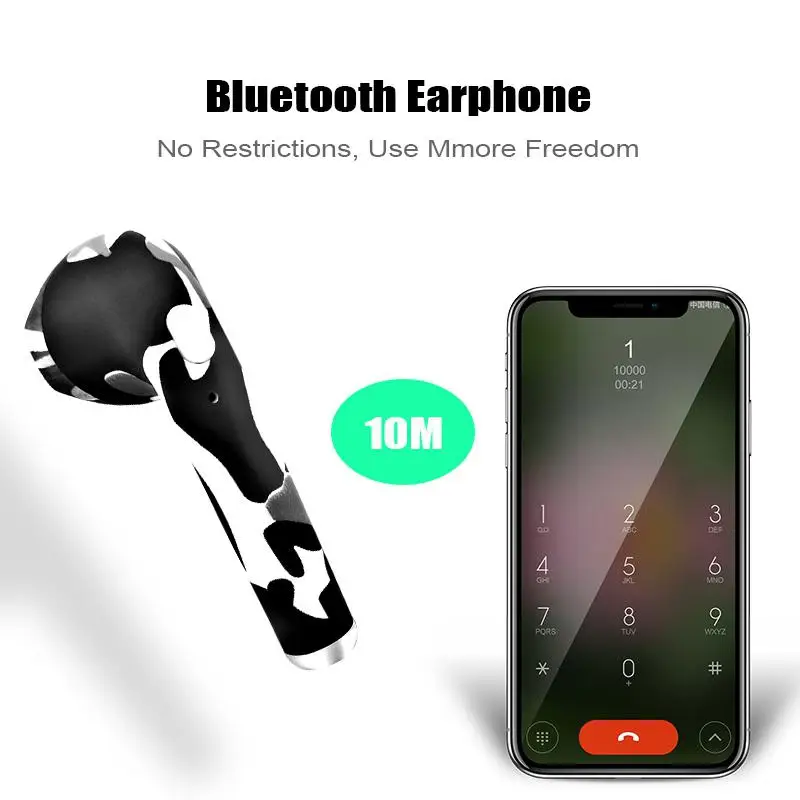 Камуфляж i7s беспроводные Bluetooth наушники мини TWS стерео воздушные наушники гарнитура с зарядным устройством для iPhone samsung