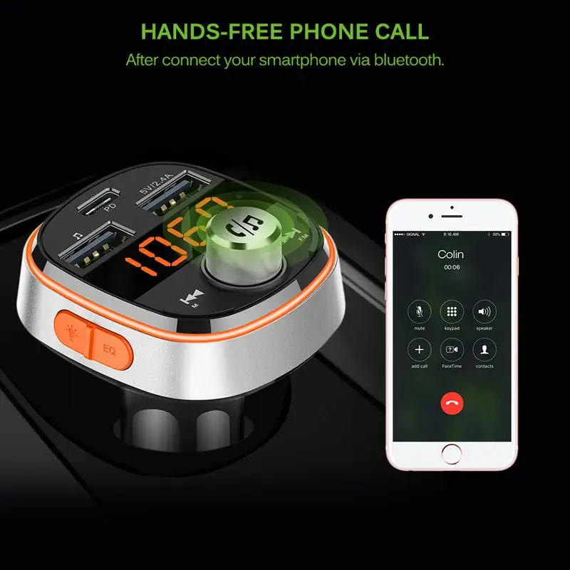 BC51 Hands-free Bluetooth Автомобильный MP3-плеер беспроводной автомобильный fm-передатчик с двумя портами USB Автомобильное зарядное устройство