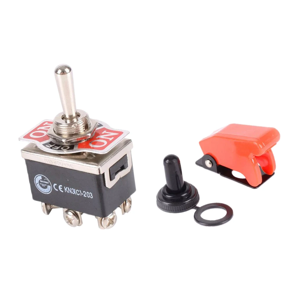 Car Dash Flick Toggle Switch ON/OFF/ON DPDT With Missile Cover Knob Cover