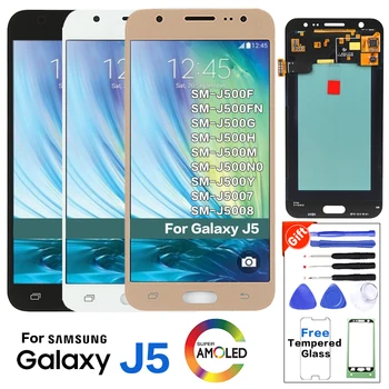 

Super Amoled LCD For Samsung Galaxy J5 2015 J500 J500F J500G J500M J500H LCD Screen with brightness control+Sticker+Tools