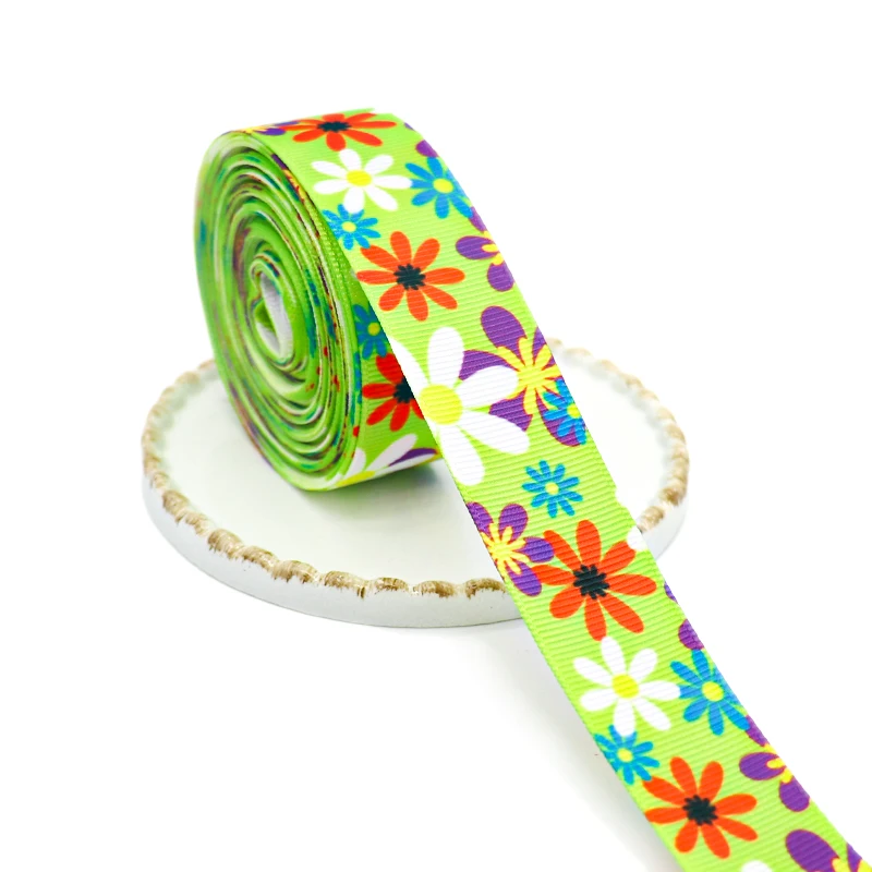 Ribbon Decoration,Ribbon Supplies,Grosgrain Ribbon,Sewing Ribbon,5 Yards 1" 25MM Flowers Printed Grosgrain Ribbons,For Hair Bows DIY Handmade Materials