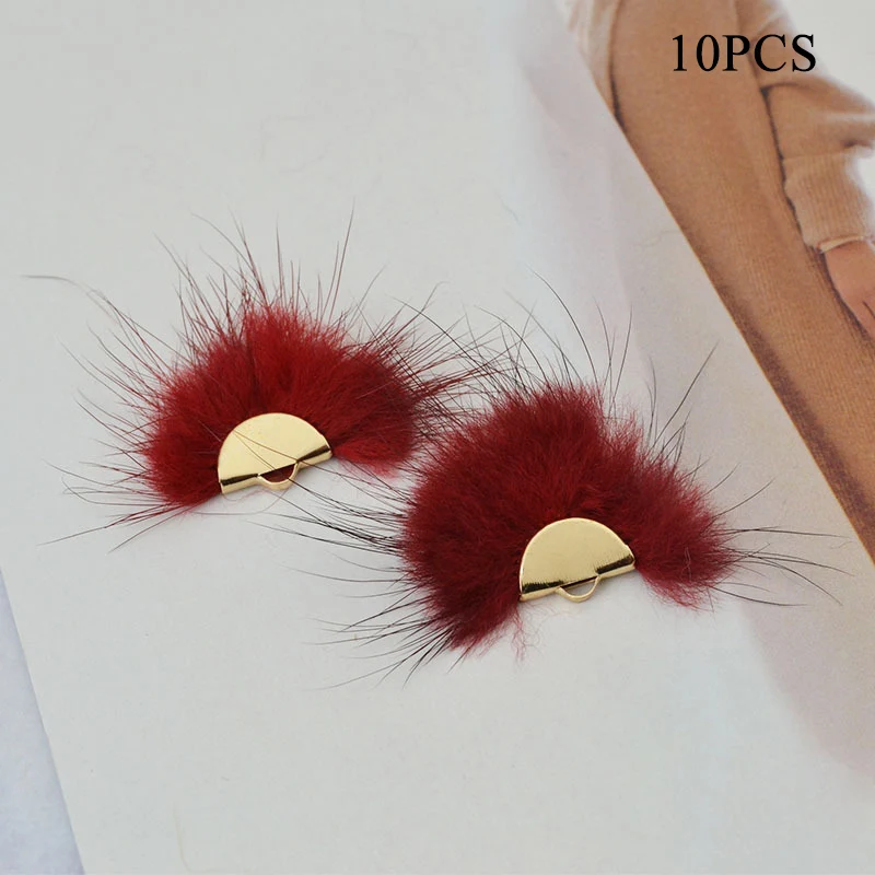 10pcs DIY Tassels Fur Ball Colorful Creative Pom Pon Jewelry Hair Accessories Handmade Earrings Accessories High Quality - Цвет: Красный