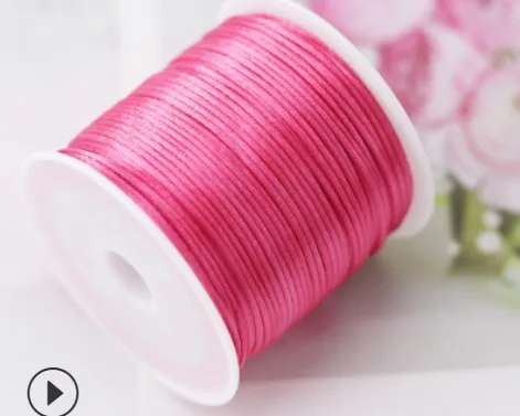 50Meters X 1MM Chinese Knot Rattail Satin Cord for Braided Macrame String Jewelry Findings Beading Rope 34 Colours 