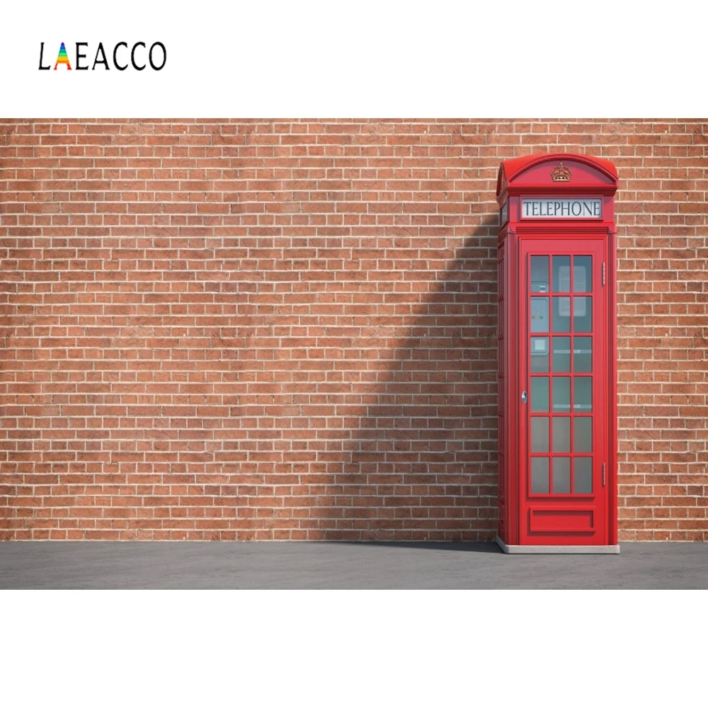 Laeacco Brick Wall Photophone Photography Backdrop Wedding Portrait Photo Background Telephone Booth For Studio Photocall | Электроника