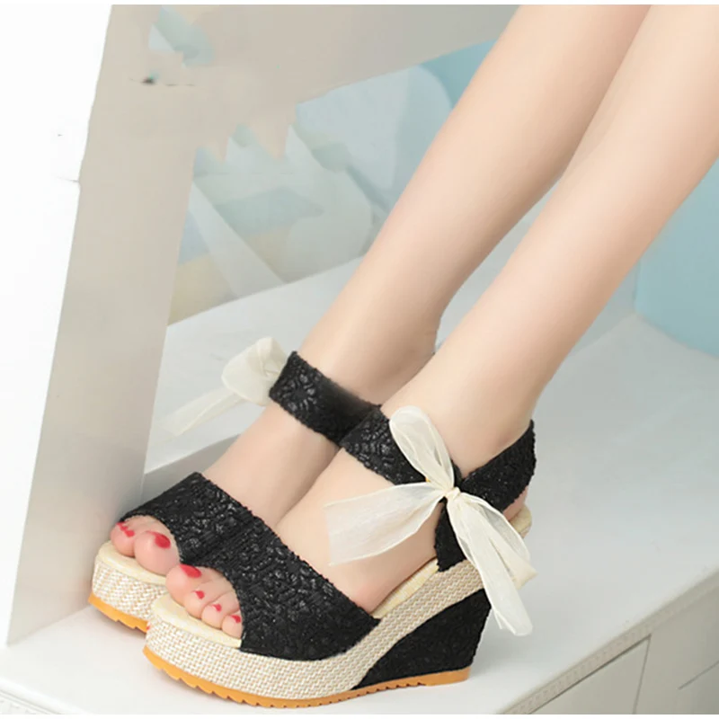 Women Sandals, Flower Bowknot ,Design Platform Wedges ,Female Casual ...