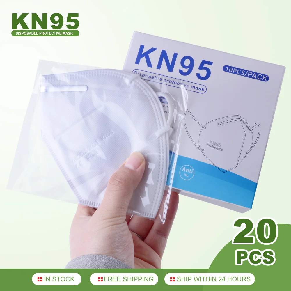 

20PCS KN95 Mask Anti-fog Dust Breathable Face Masks 95% Filtration Mouth Mask Protective Mask Reusable Mask Fast Shipping