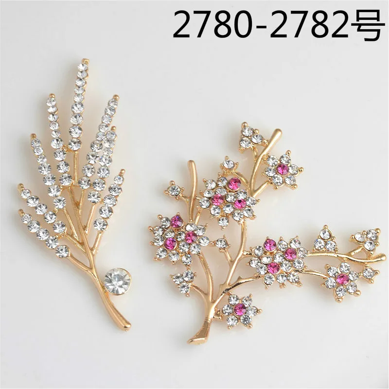 

JKJ 10 PCS Alloy KC Gold color Crystal Rhinestone Imitation Luxury Branch Connectors Charm Making Rhinestone Brooch Pin