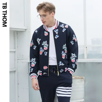 

tb arrivals 2020 thom new men's embroidery baseball fashion floral autumn men preppy style cotton jacket male