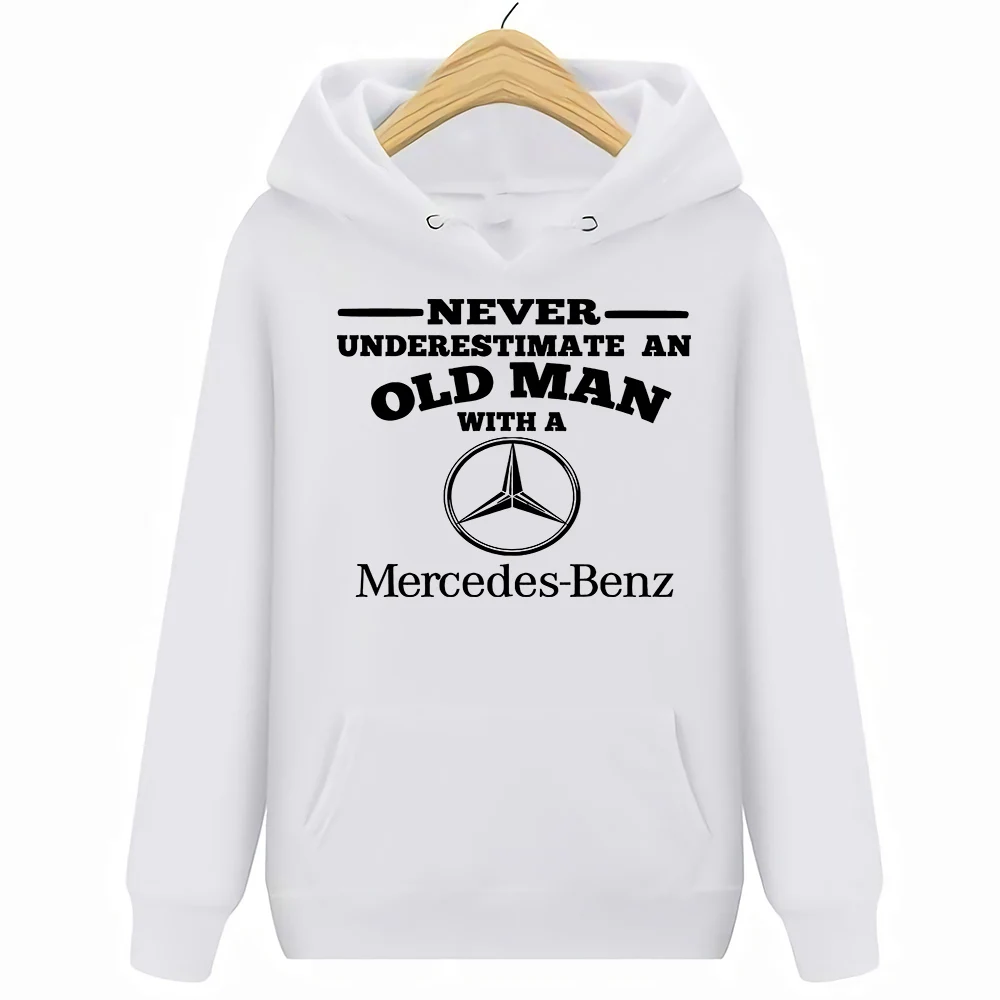 Белый Mercedes никогда не недооценивайте пожилых мужчин мужские S-3XL толстовки - Цвет: Белый