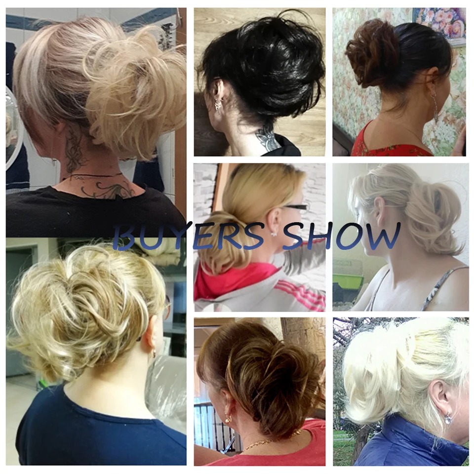 LUPU Women's Synthetic Hair Scrunchie Hair Bun Chignon Elastic Band Made Of Hair Tie Clip Straight Hairpiece Ponytail