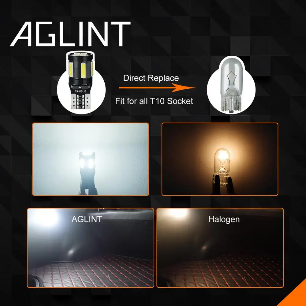 AGLINT 2pcs T10 W5W 194 168 LED  CANBUS   LED 10 Ĩ ڵ ׸   Ʈũ Ʈ ȭƮ 6000k 12V
