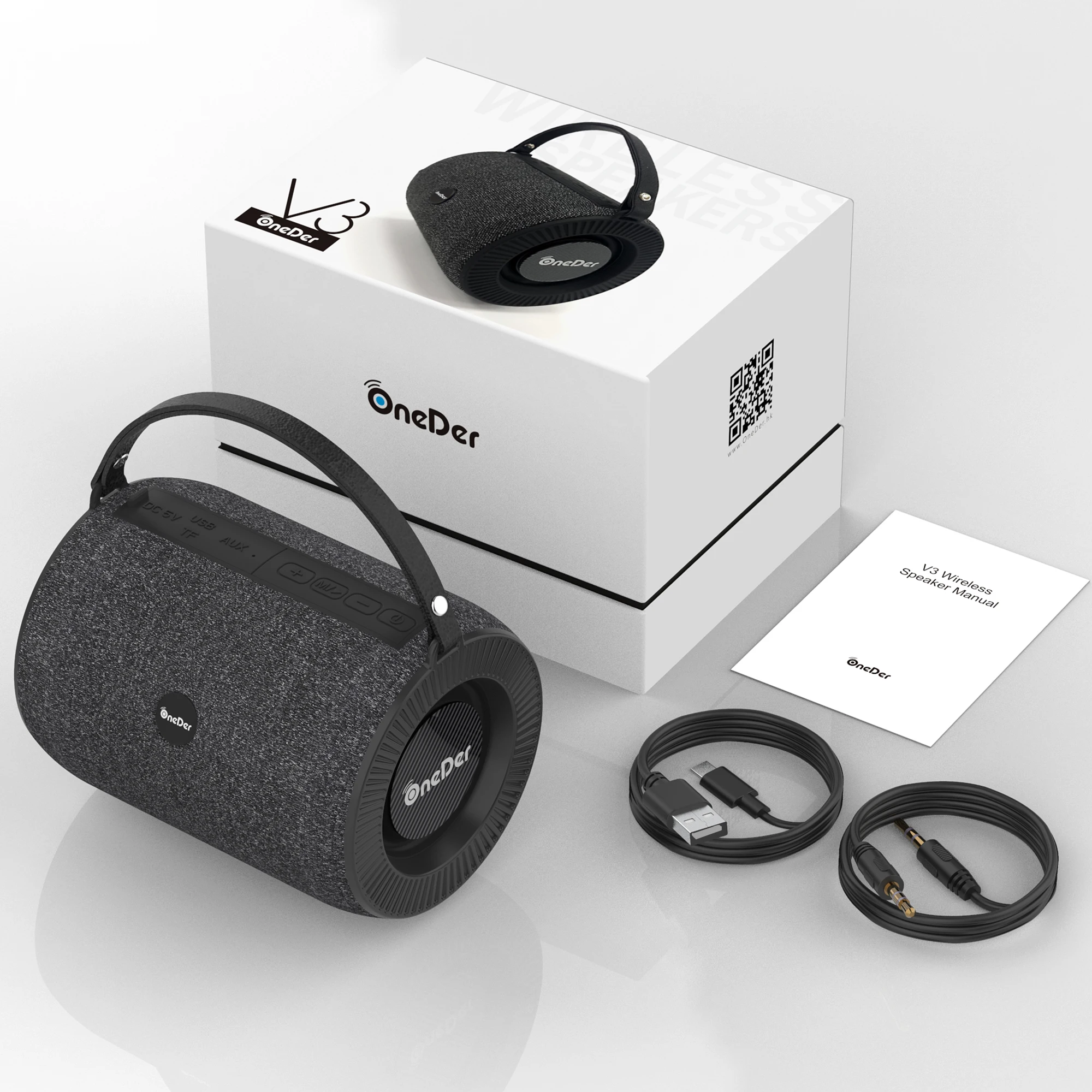 OneDer V3 bluetooth динамик тканевый материал 5 Вт 1500 мАч литий-ионный аккумулятор портативный динамик с сумочкой громкоговоритель