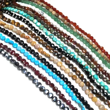 

Natural Stone Faceted Flat Scattered bead charm agates small Beads for Jewelry Making DIY Necklace Bracelet Accessories size 4mm