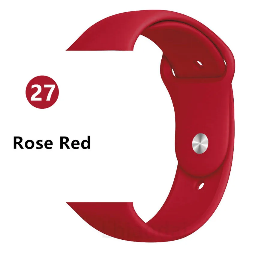 rose red Ремешок для apple watch, ремешок для apple watch 5, 4, 3, iwatch, ремешок 42 мм, 44 мм, 38 мм, 40 мм, браслет Correa, силиконовый ремешок для часов, ремень, аксессуары - Цвет ремешка: rose red