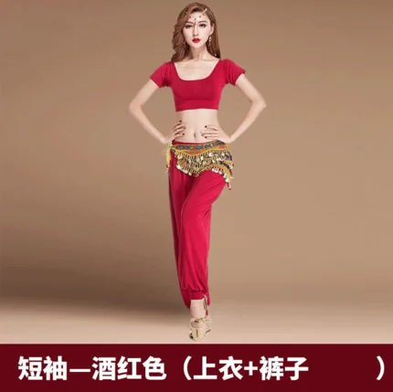 Top pants Одежда для занятий танцами живота, набор для начинающих, новинка, Модальная женская сексуальная Нижняя одежда, комплект одежды для занятий восточными танцами - Цвет: Top pants