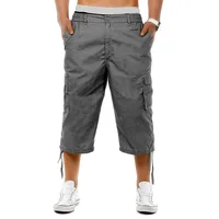 Men Pants Casual Cargo Shorts 3/4 Sport Beach Elastic Waist Fashion Style Trousers with Pocket Loose Wide Leg Streetwear - Image 5