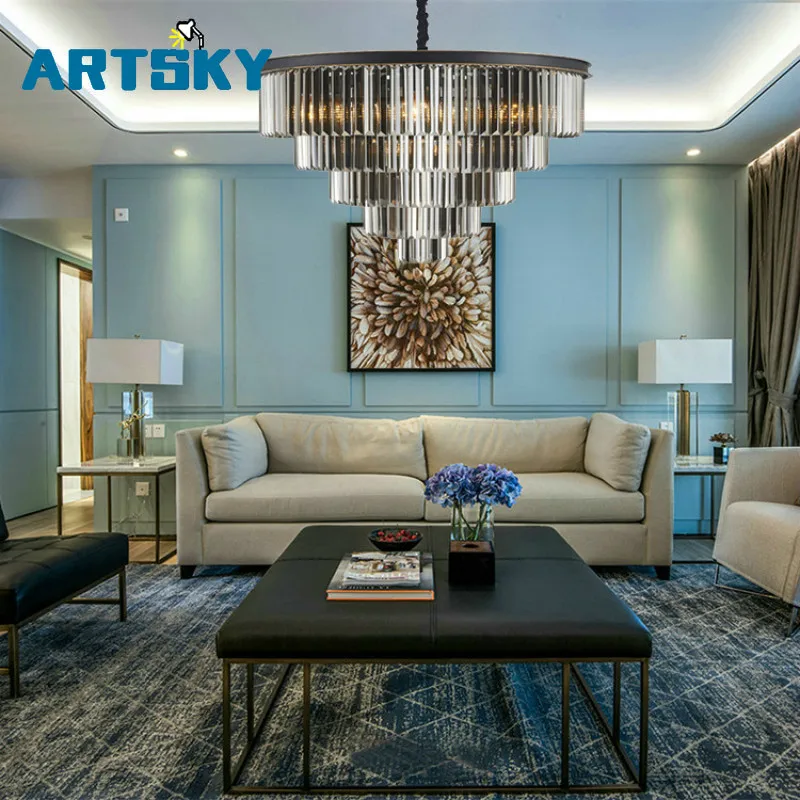

Contemporary Gold-plated Crystal Living Room Chandelier for Master Bedroom Hotel