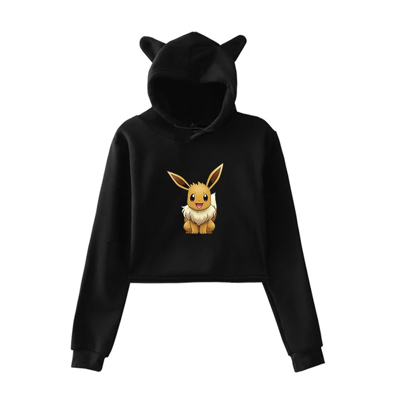 Толстовки с покемонами Eevee Bulbasaur, Женская Толстовка Harajuku, розовая одежда, Kpop, одежда для девочек, уличная одежда, зимний топ с длинными рукавами - Цвет: 22