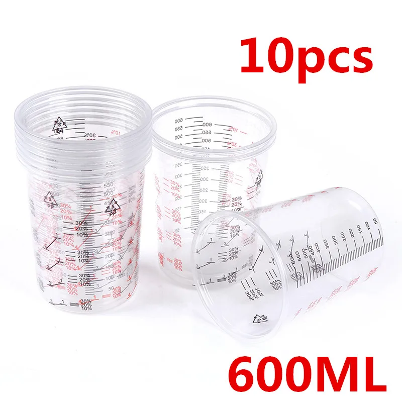 Vasos de plástico para mezclar pintura, 600ml, taza calibrada para mezclar pintura con precisión, 1/10 Uds.