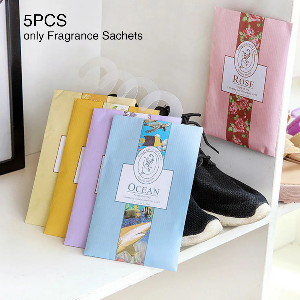 5PCS/Set Bathroom Flower Scented Bedroom Mildew Proof Insect Control Drawer Wardrobe Hanging Fragrance Sachet Deodorant Home